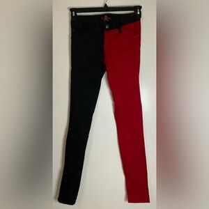 Royal Bones split color red black skinny jeans Size 3